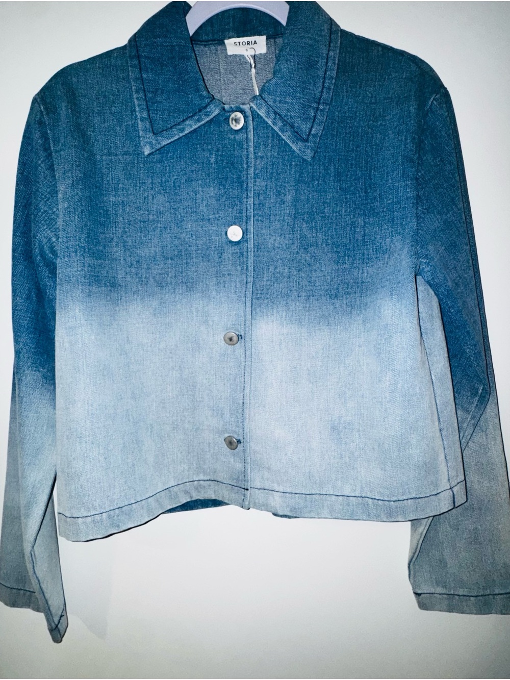 Storia Ombre Blue Cropped Denim Jacket